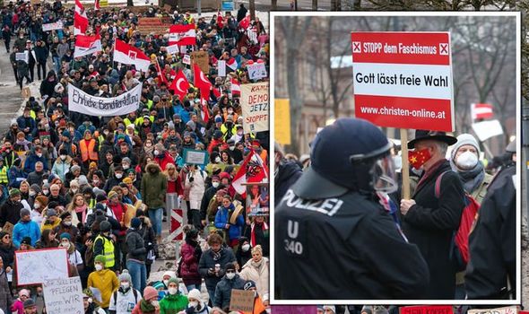 Protest against mandatory vaccines in Austria