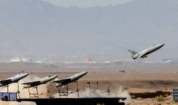 Iran drones practice launch