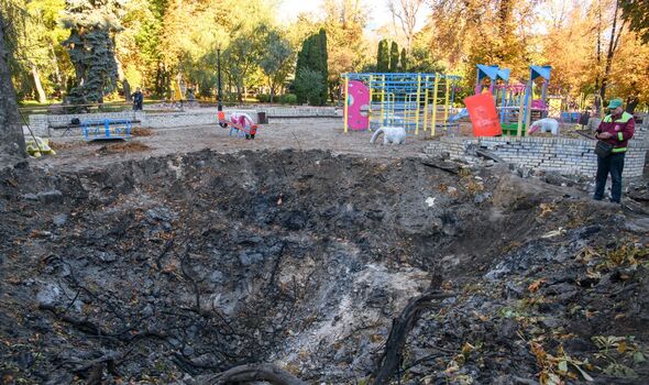A children's playground was among the sites hit by Russian missiles