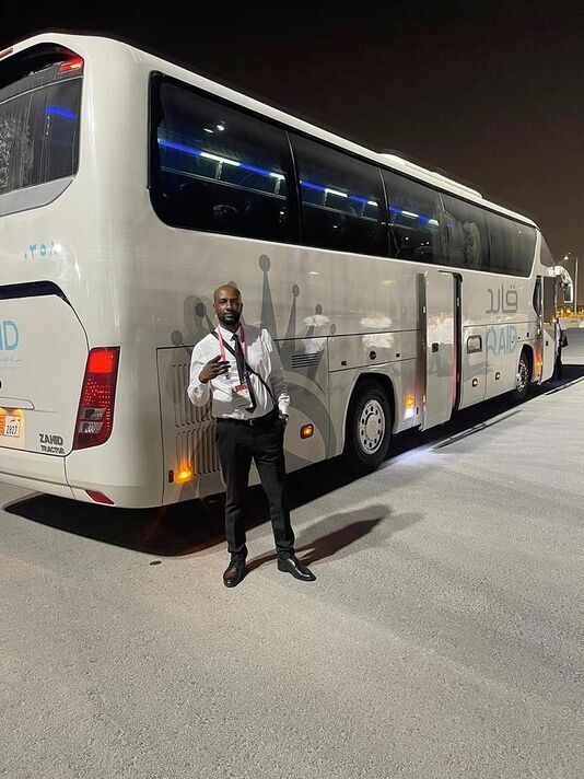 Adrian in front of his Belgian national team coach 